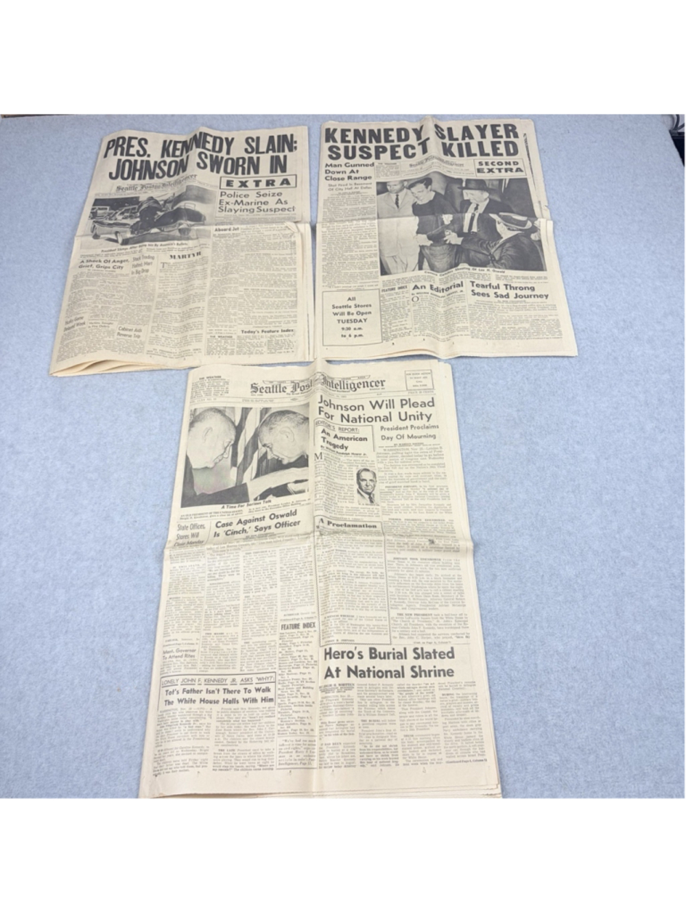 1963 Seattle Post-Intelligencer JFK Assassination Newspapers Lot of 3